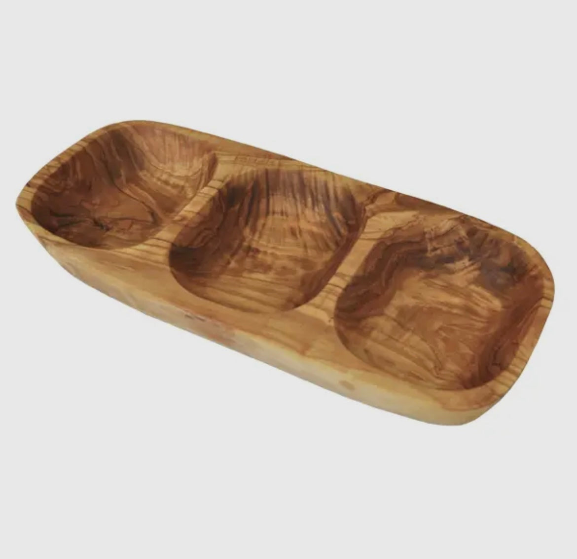 Olive Wood 3 Compartment Serving Tray