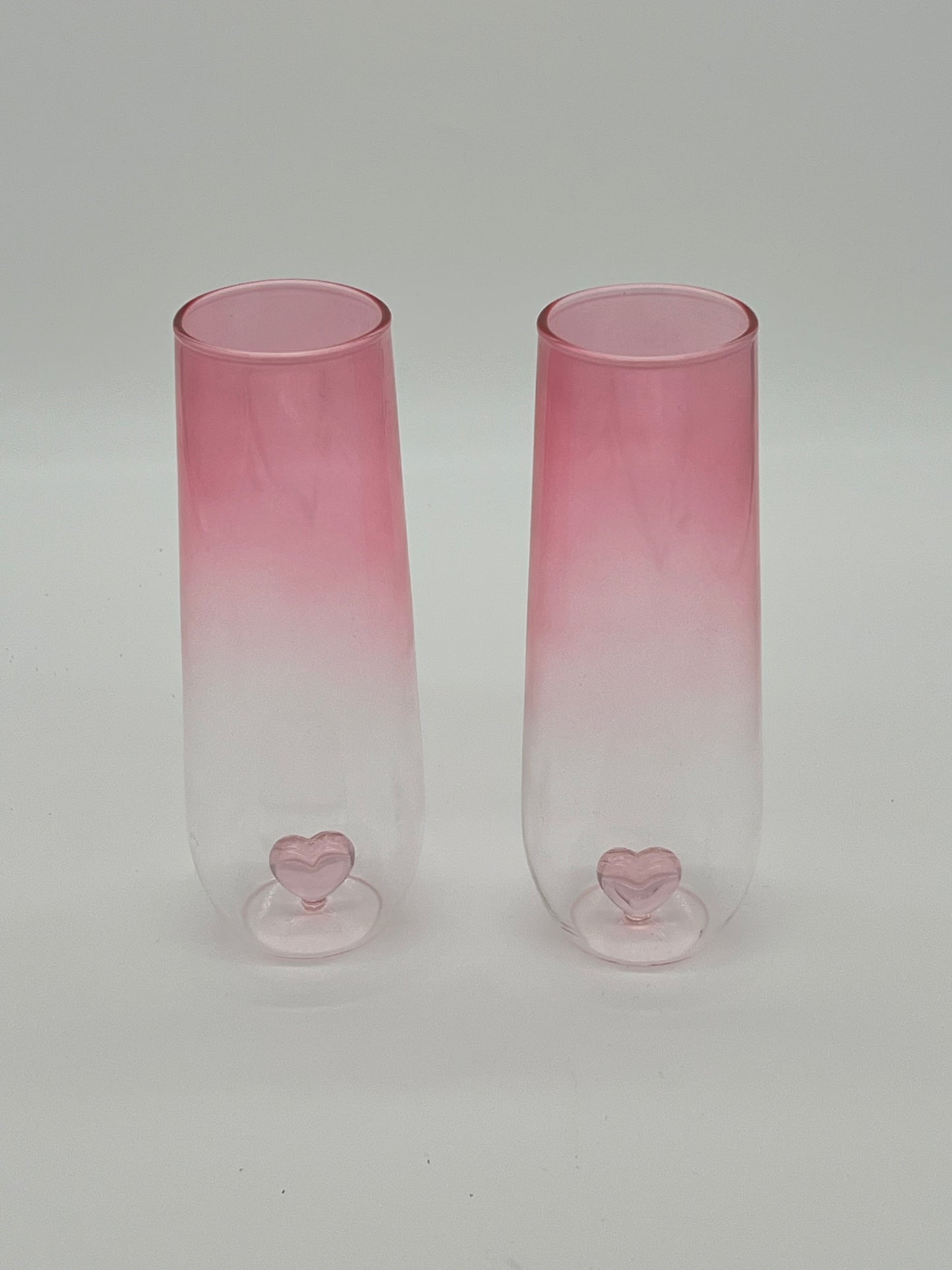 Pink Ombré Stemless Champagne Flute Set