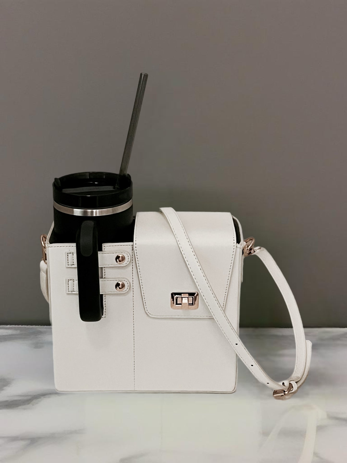 White Crossbody Tumbler Bag with Stanley Gift Set