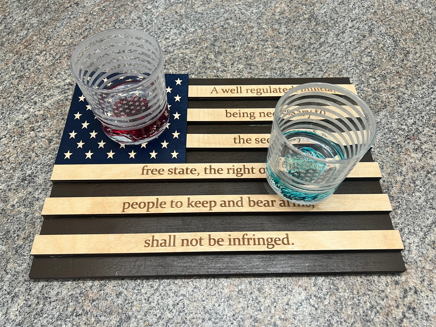 1791 - 2nd Amendment Wood American Flag Tray