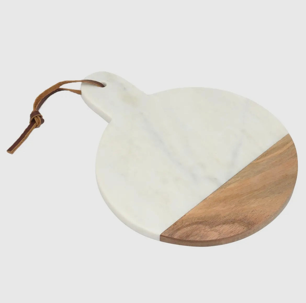 Natural Round Marble & Wood Serving Board