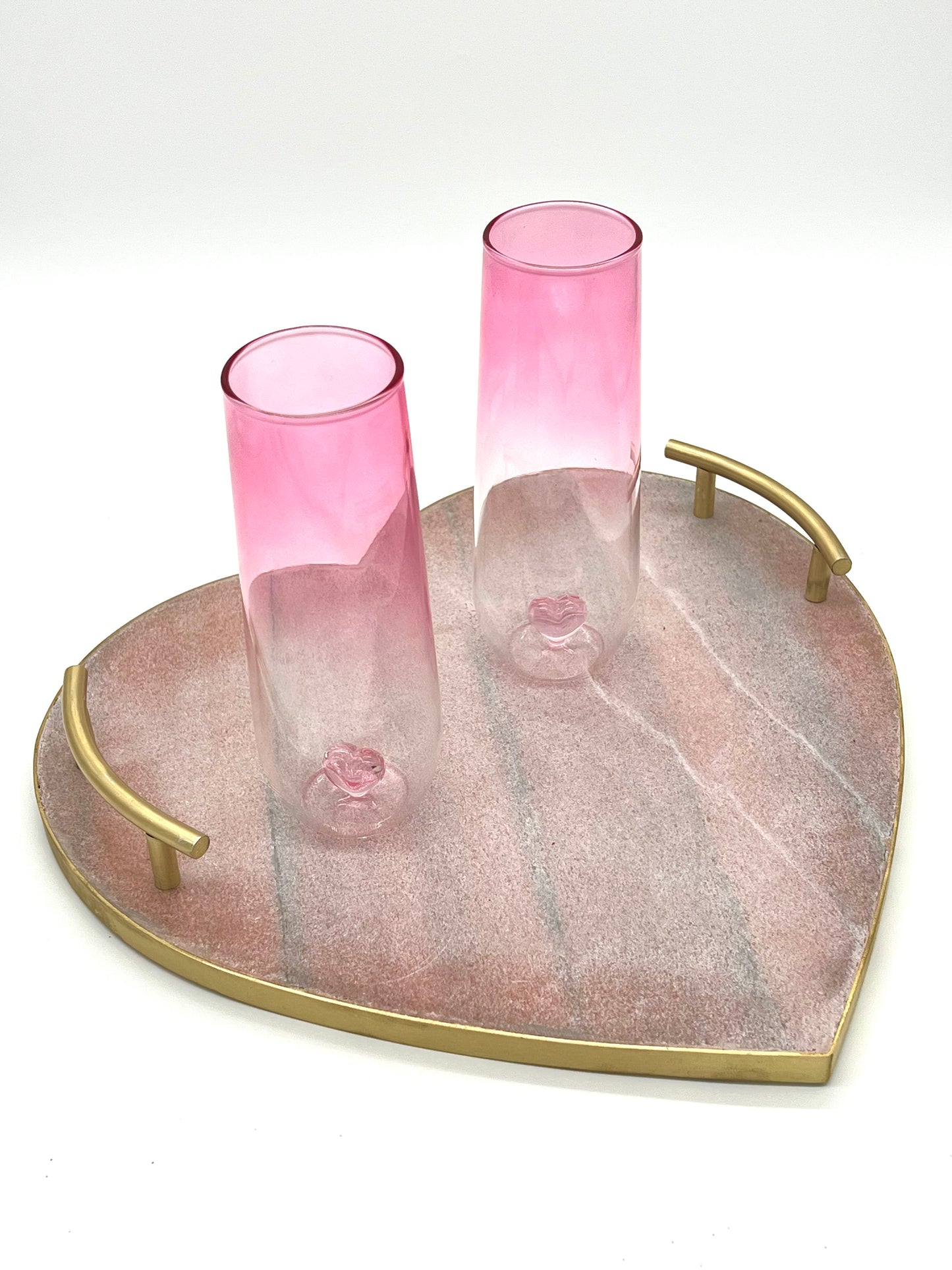 Pink Ombré Stemless Champagne Flute Set