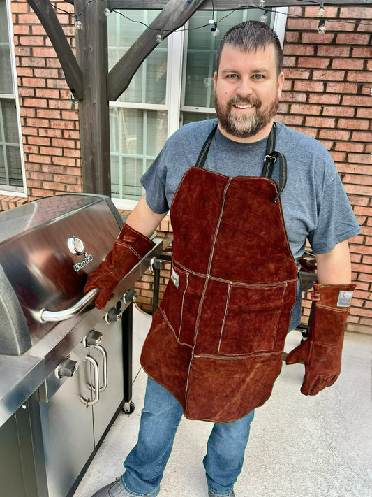 Leather Grilling Apron & Glove Set