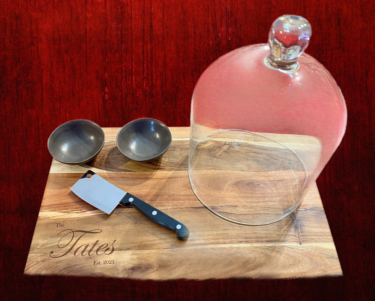 Cheese Board Serving Set with Glass Dome