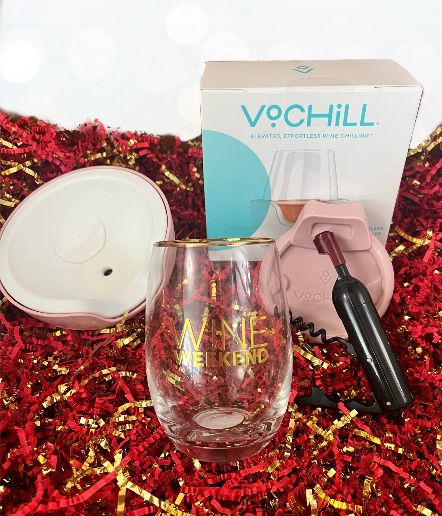 WW Glass & Rose VoChill Stemless Glass Chiller Gift Set