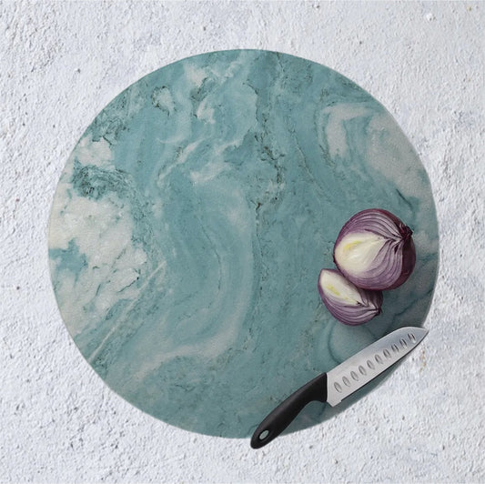 Teal Quartz Round Cutting Board