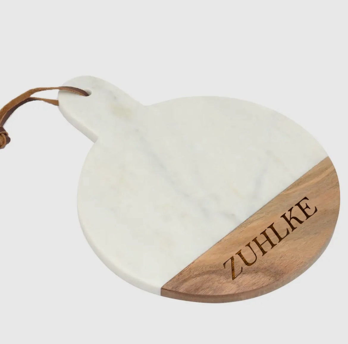 Natural Round Marble & Wood Serving Board